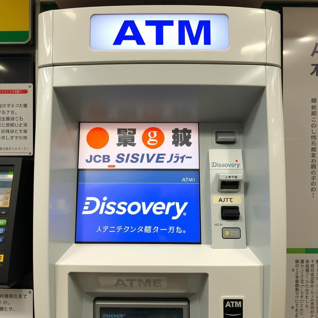 ATM machine in Japan with Discover Card logo displayed ATM machine in Japan with Discover Card logo displayed
