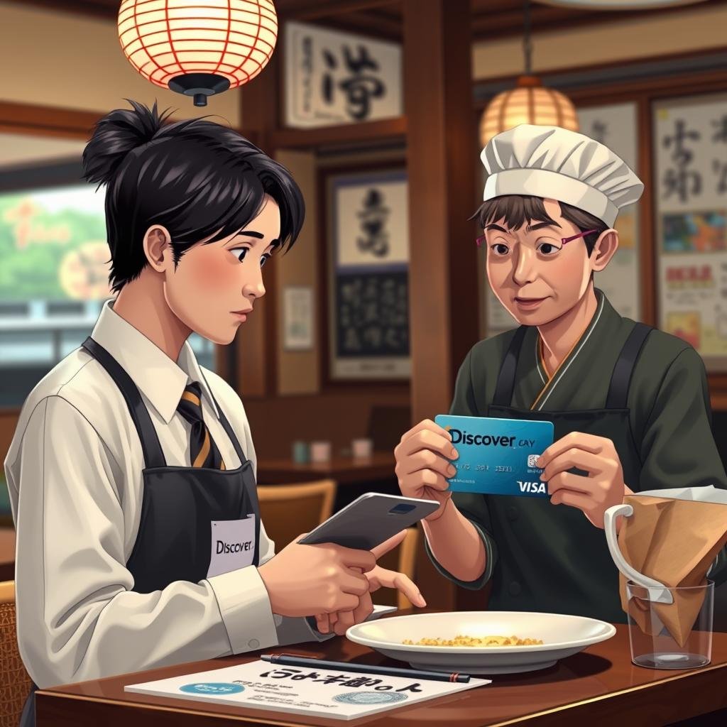 Restaurant staff confused by Discover Card in Japan Restaurant staff confused by Discover Card in Japan