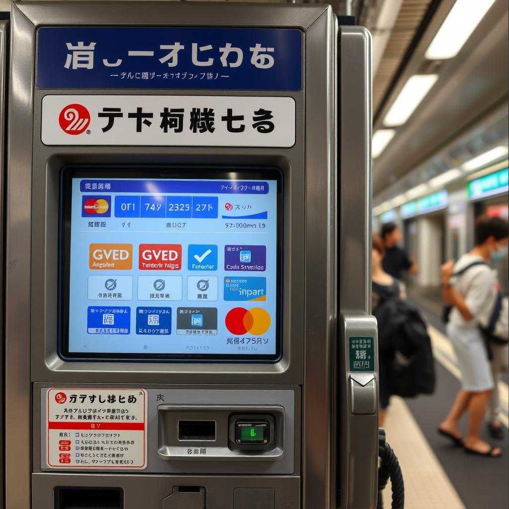 Train ticket machine with payment options in Japan including Discover Card Train ticket machine with payment options in Japan including Discover Card